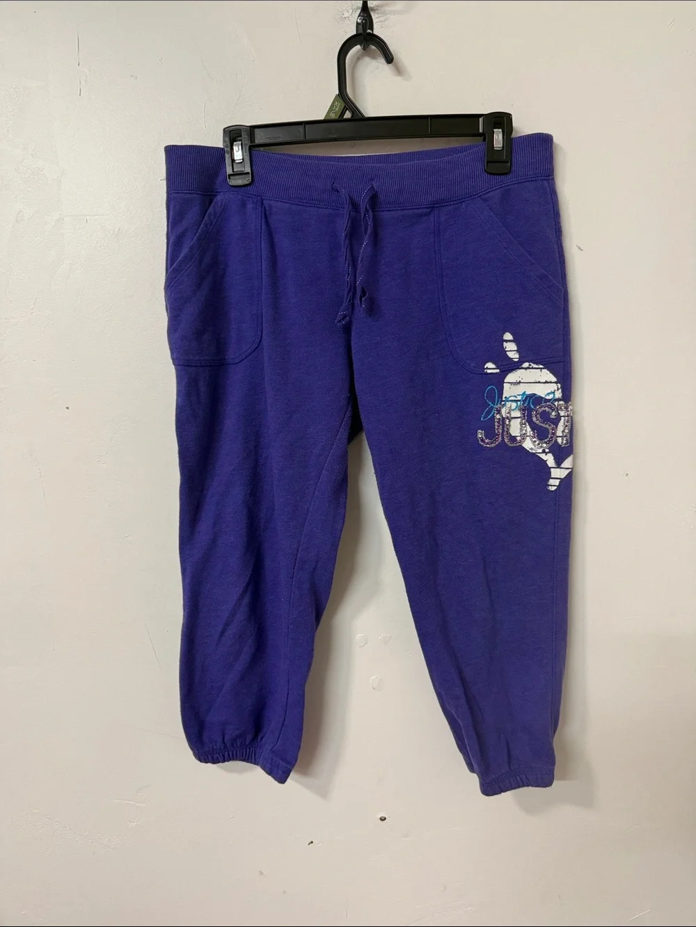 Justice Purple Cropped Jogger Sweatpants with Drawstring